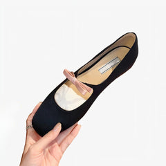 Mocassino Mary Jane punta quadrata con fiocco, Rosa