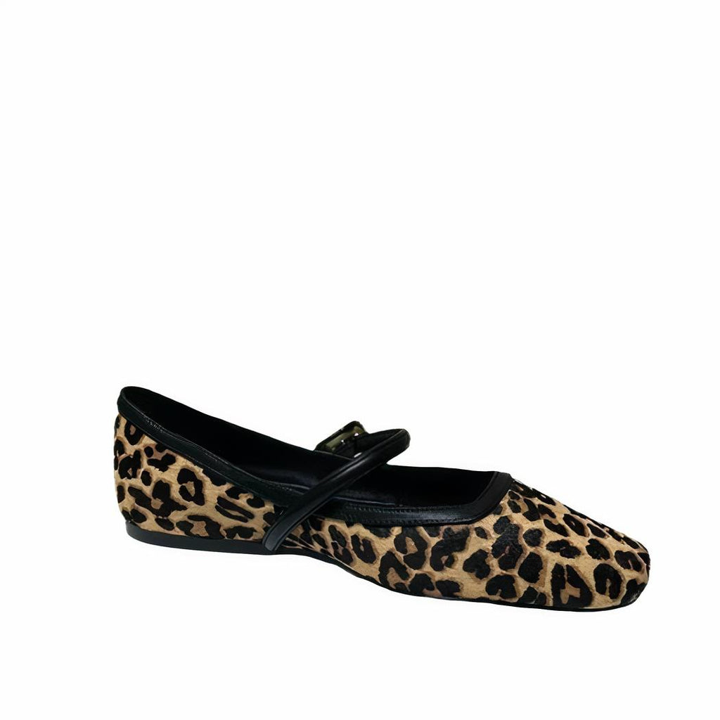 Mocassino stile ballerina con motivo leopardato e fibbia dorata