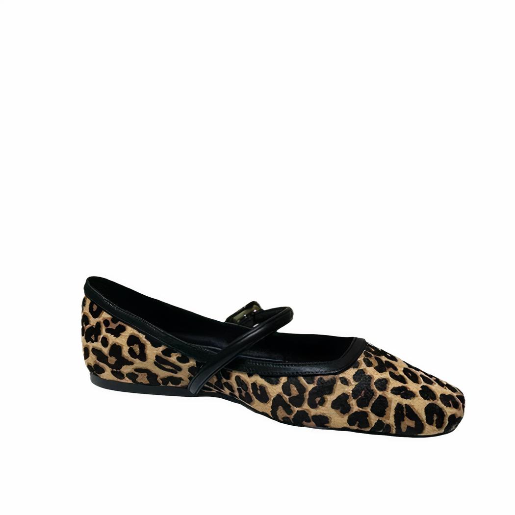 Mocassino stile ballerina con motivo leopardato e fibbia dorata