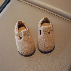 Mocassini in ecopelliccia per bambini, Beige