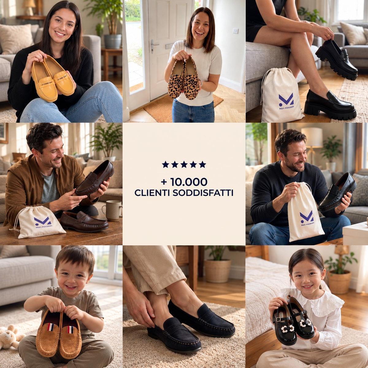 Collage de clientes et clients Mon Mocassin, satisfaction client Immagine