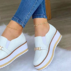 Mocassini con plateau comodi da donna, Bianco