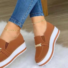 Mocassini con plateau comodi da donna, Marrone