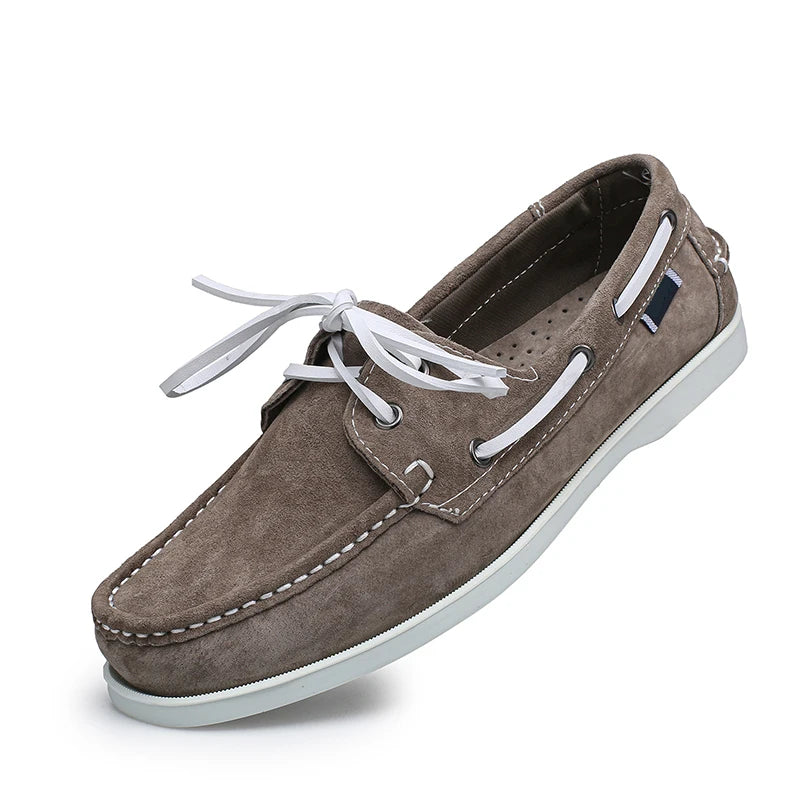 Mocassini barca in camoscio cognac