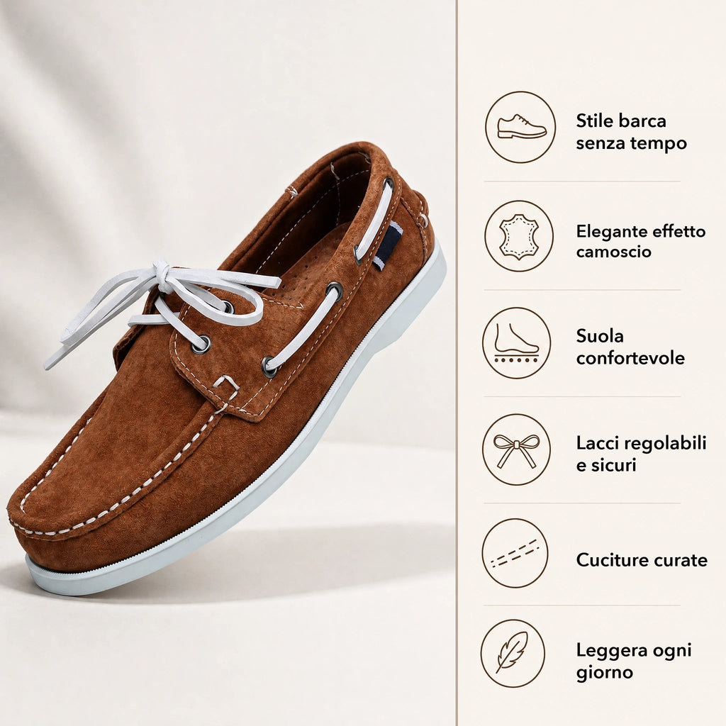 Mocassini barca in camoscio beige