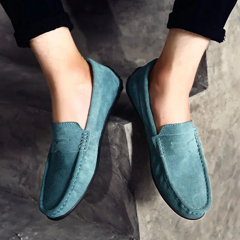 Mocassini uomo in camoscio verde