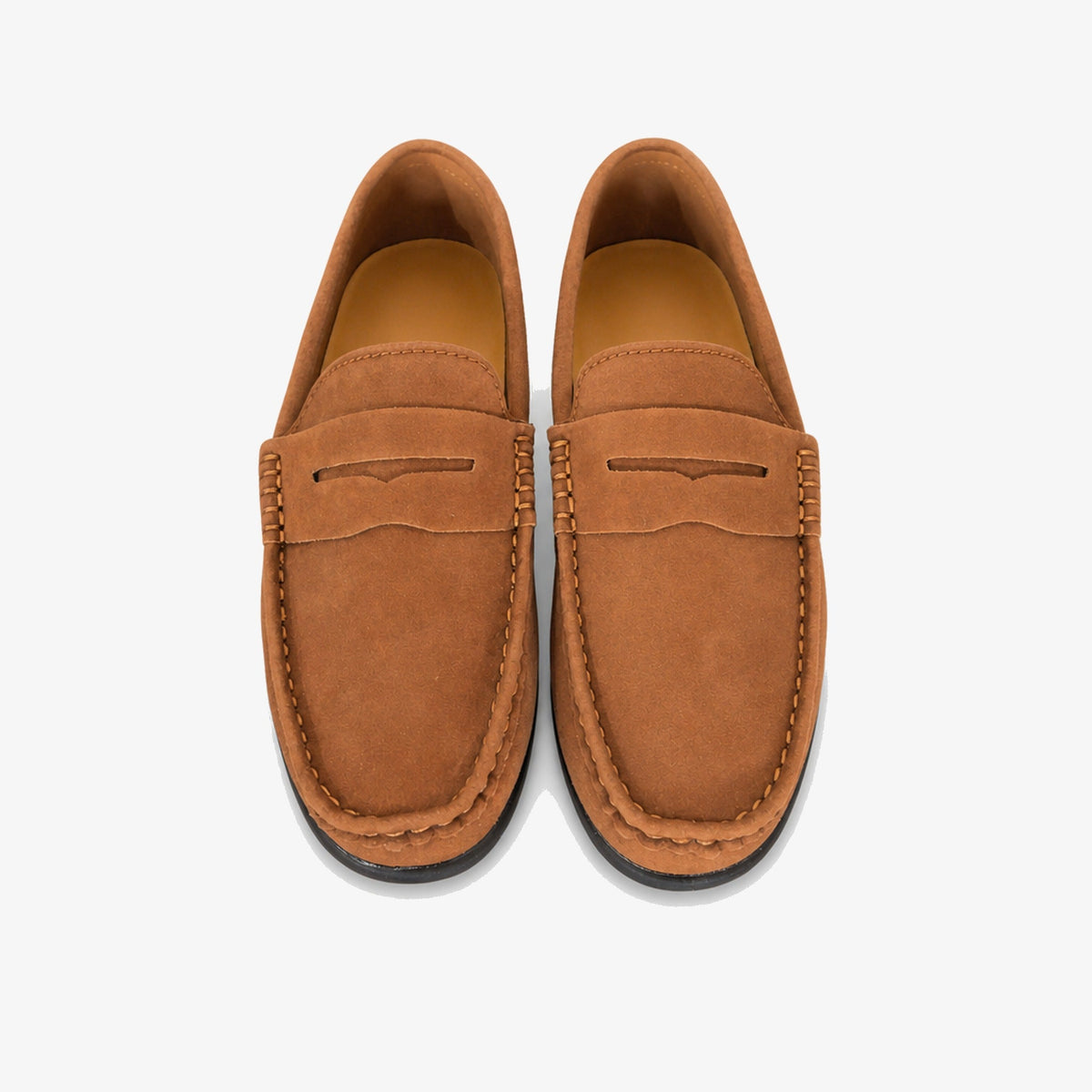 Mocassini uomo in camoscio nero slip-on con penny strap