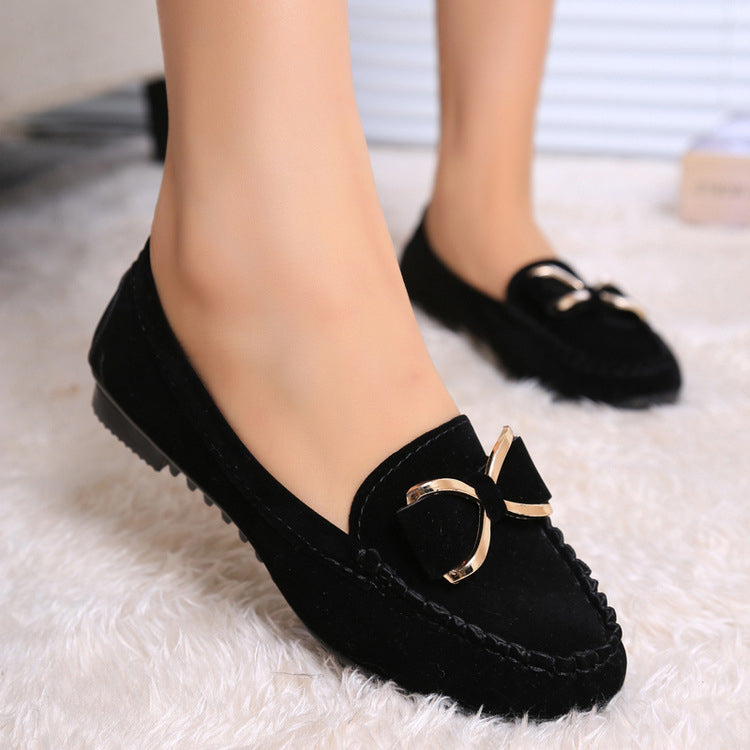 Mocassini casual con fiocco nero per donna