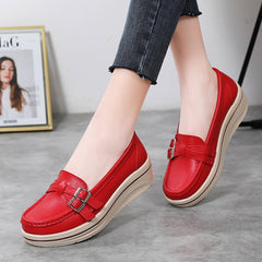 Mocassini casual con suola spessa per donna, Rosso
