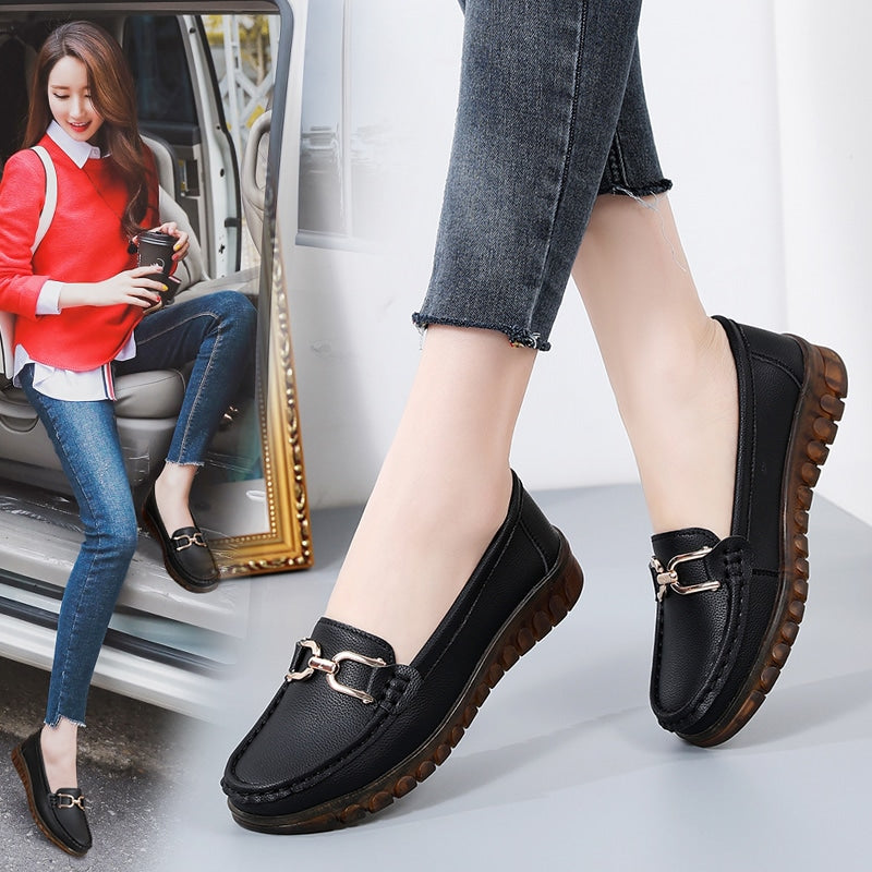 Mocassini casual in vera pelle per donna