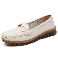 Mocassini casual in similpelle per donna, Beige