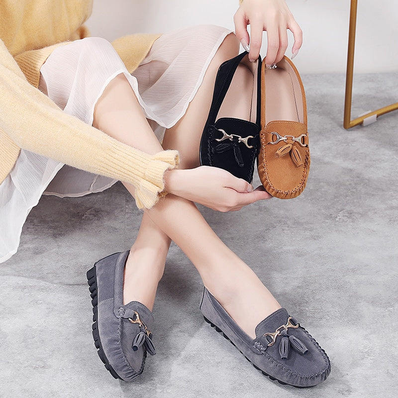 Mocassini casual effetto camoscio per donna