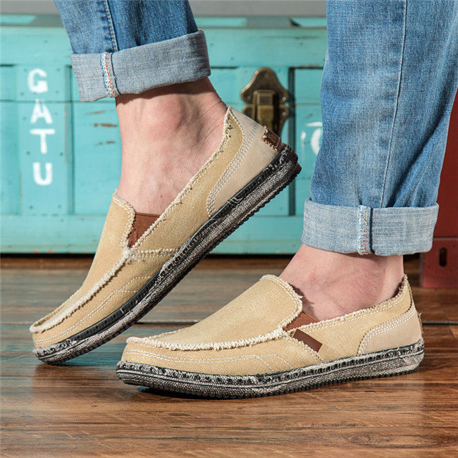 Mocassini casual in tela jeans da uomo