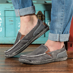 Mocassini casual in tela jeans da uomo, Grigio