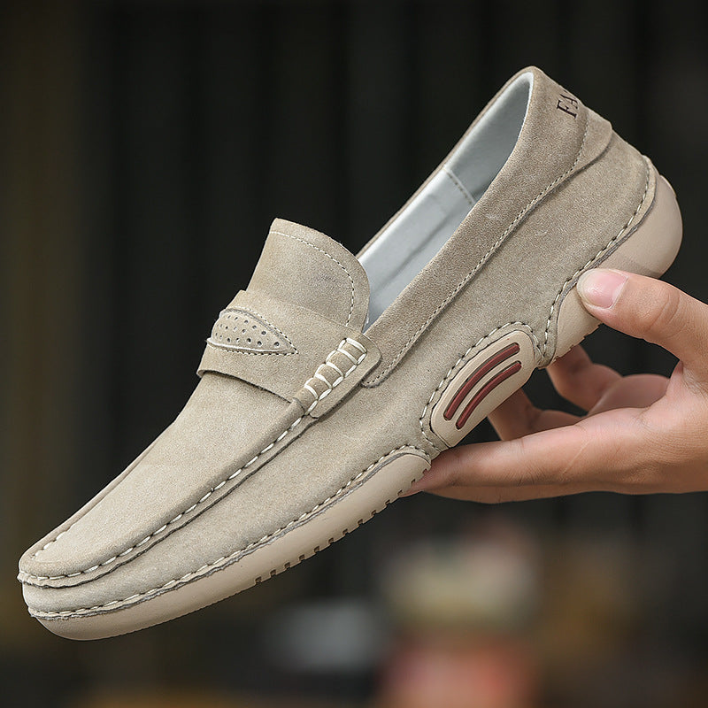 Mocassini in camoscio casual beige da uomo