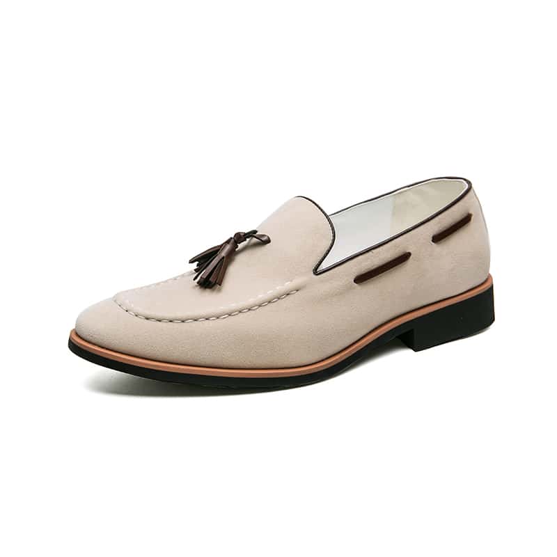 Mocassini casual in camoscio autentico con nappe per uomo