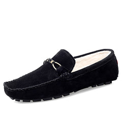 Mocassini in camoscio sintetico casual per uomo, Nero