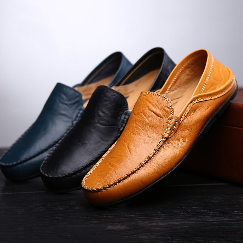 mocassino marrone, nero e blu per uomo