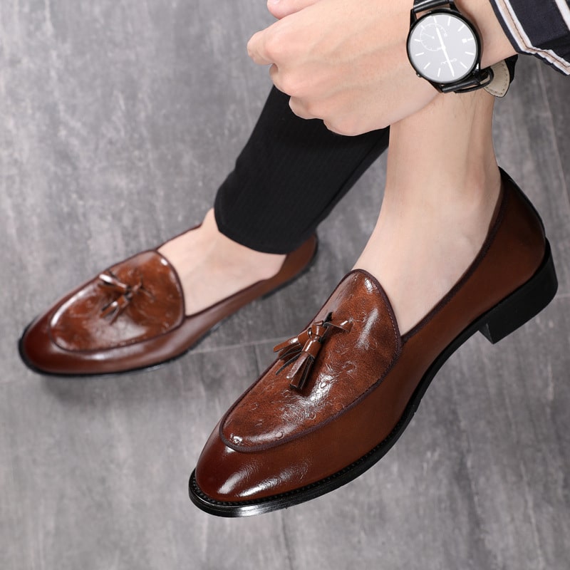 Mocassini chic in pelle con nappa per uomo