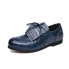 Mocassini con nappina effetto coccodrillo classico per uomo, Blu