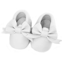 Mocassini con papillon per neonato, Bianco
