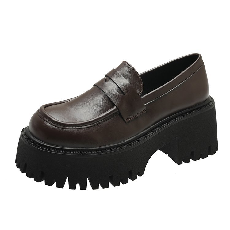 Mocassini con platform in similpelle marrone per donna
