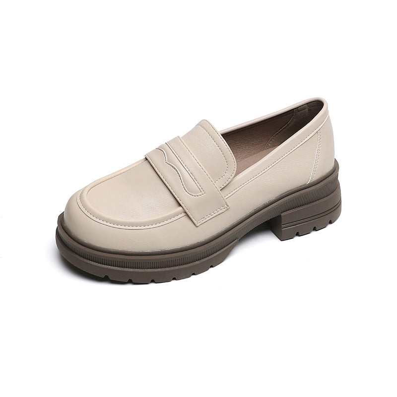 Mocassini con plateau in similpelle beige per donna