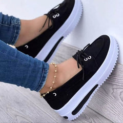 Mocassini con platform e lacci per donna, Nero