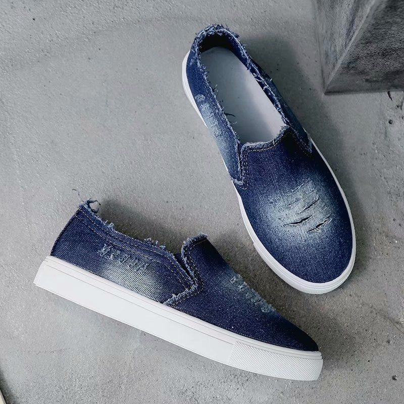 Mocassini in jeans con platform da donna