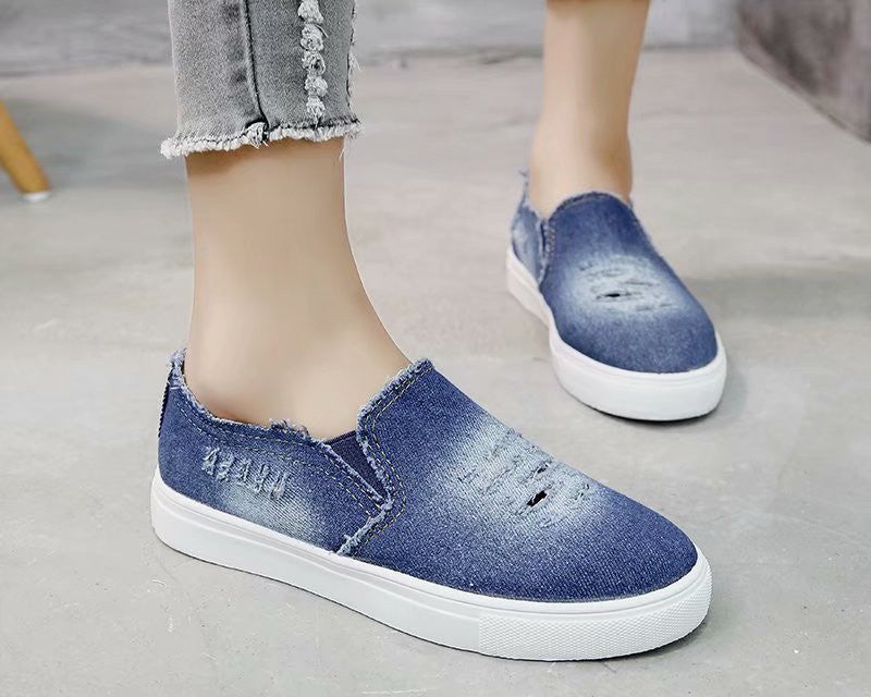 Mocassini in jeans con platform da donna