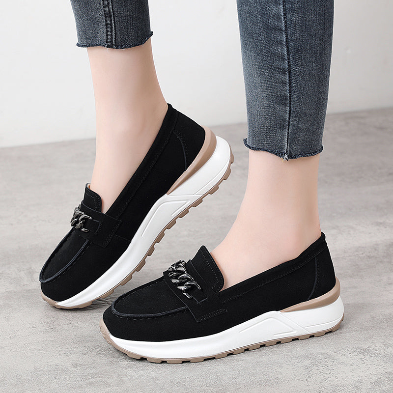 Mocassini sneaker con platform in camoscio
