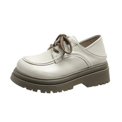 Mocassini con plateau e lacci per donna, Beige