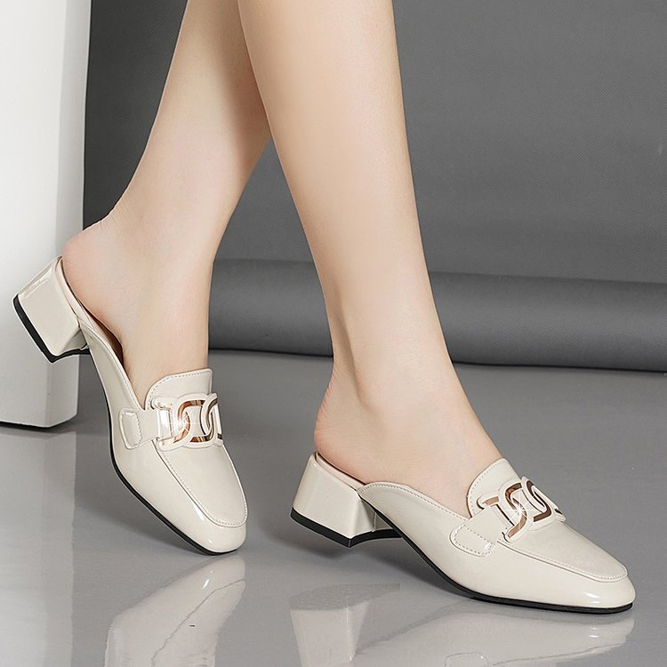 Mocassini mule con tacco quadrato per donna