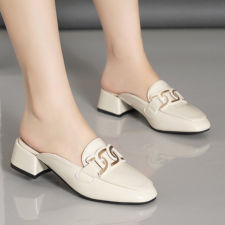 Mocassini mule con tacco quadrato per donna