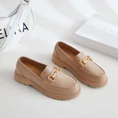 Mocassini donna con catena dorata, Beige