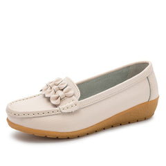 Mocassini con suola spessa in similpelle da donna, Beige