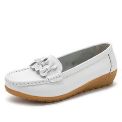 Mocassini con suola spessa in similpelle da donna, Bianco