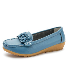 Mocassini con suola spessa in similpelle da donna, Blu