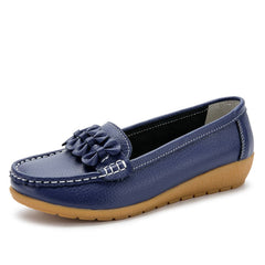 Mocassini con suola spessa in similpelle da donna, Blu Marino