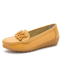 Mocassini con suola spessa in similpelle da donna, Giallo