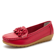 Mocassini con suola spessa in similpelle da donna, Rosso