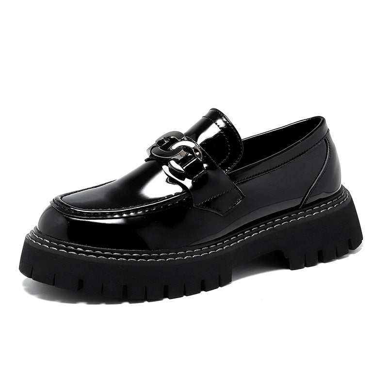 Mocassini slip-on con plateau in pelle verniciata da uomo