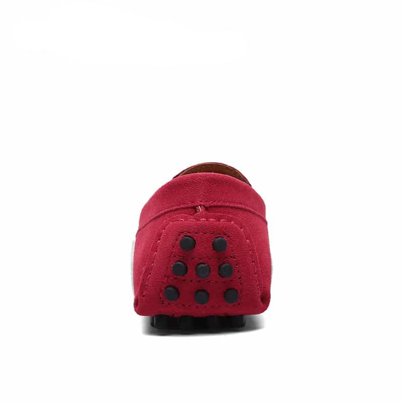 Mocassini design in camoscio rosso per uomo