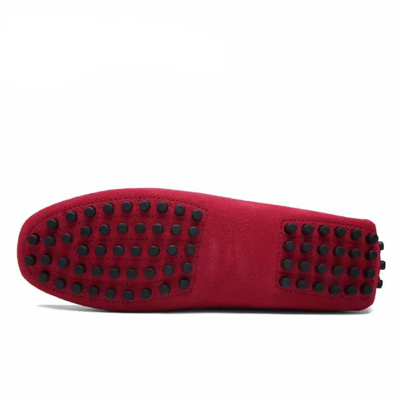 Mocassini design in camoscio rosso per uomo
