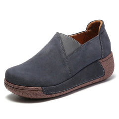 Mocassino donna in camoscio con suola spessa, Grigio scuro