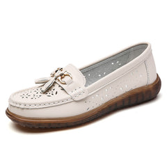Mocassini slip-on con nappine da donna, Beige