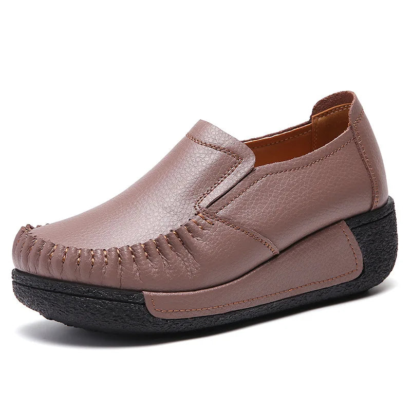 Mocassini in pelle liscia beige