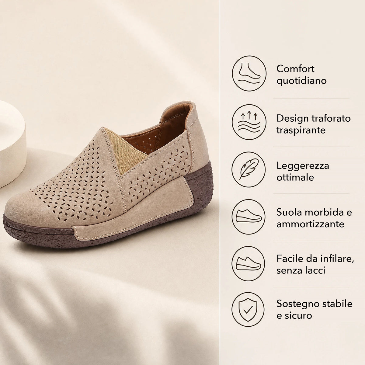 Mocassini traforati marroni con inserto elastico