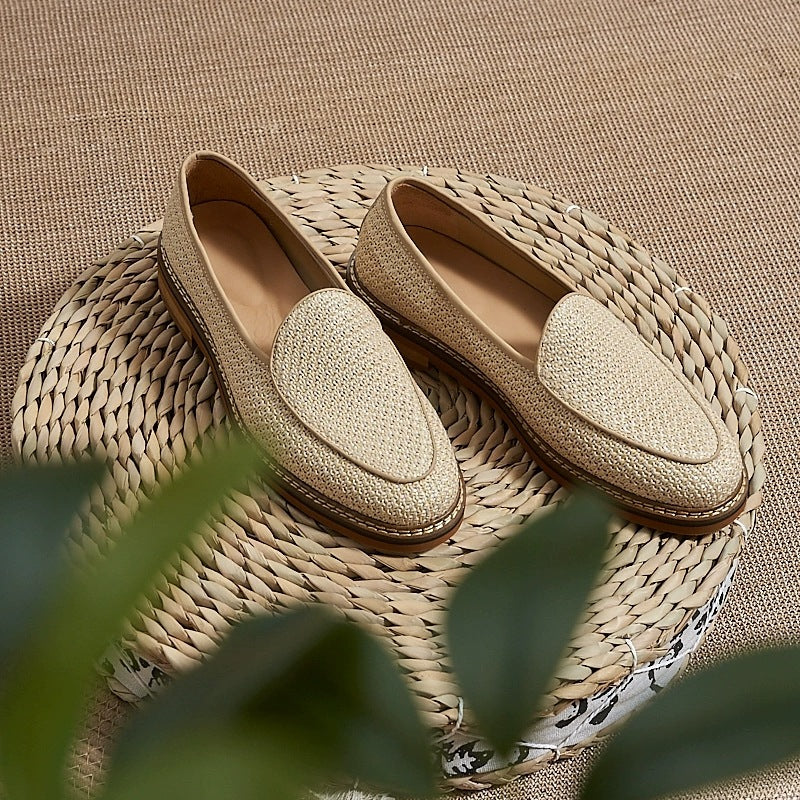 Mocassini eleganti uomo con cuciture a vista, colore beige