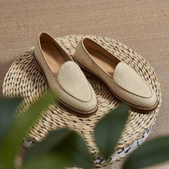 Mocassini eleganti da uomo con cuciture a vista, Beige
